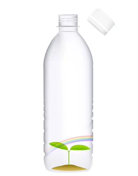 Значок пластиковой бутылки из зеленого бутона — стоковый вектор