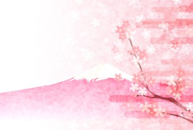 Kiraz bahar Fuji Dağı arka plan