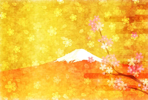 Cherry voorjaar Fuji Mountain achtergrond — Stockvector