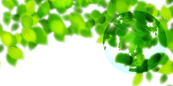 地球的新鲜绿叶背景 — 图库矢量图片