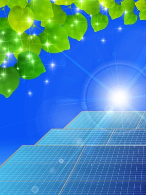 Güneş taze yeşil gökyüzü arka plan