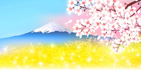 Cherry blossoms Fuji Spring background — Stock Vector