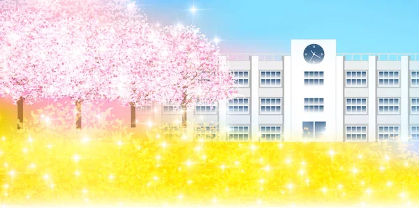 Cherry skolan våren bakgrund — Stock vektor