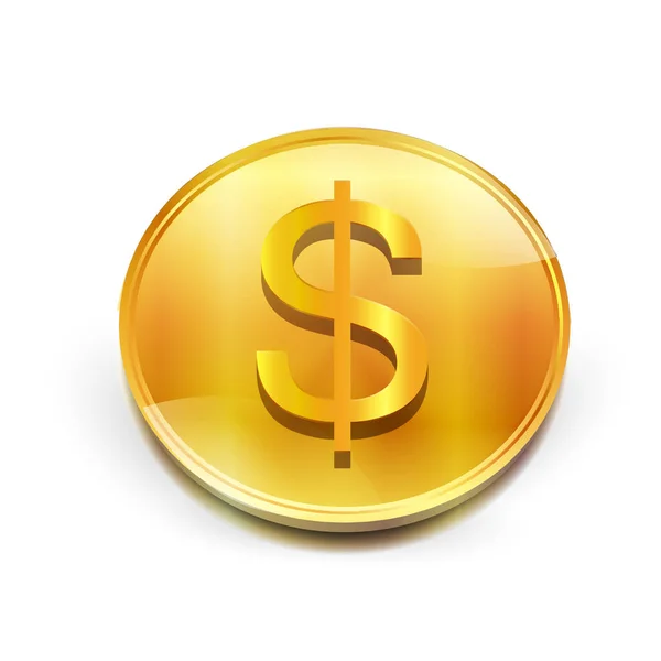 Moneta icona del dollaro medaglia — Vettoriale Stock