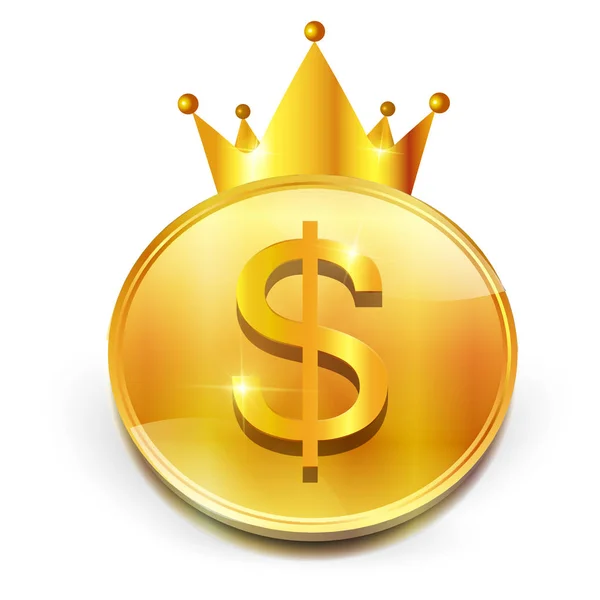 Kroon medaille dollar pictogram — Stockvector
