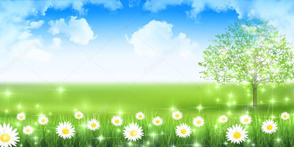 Flower fresh green landscape background