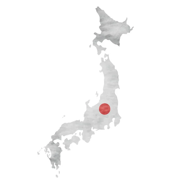 Japonya harita ulusal bayrak simgesi — Stok Vektör