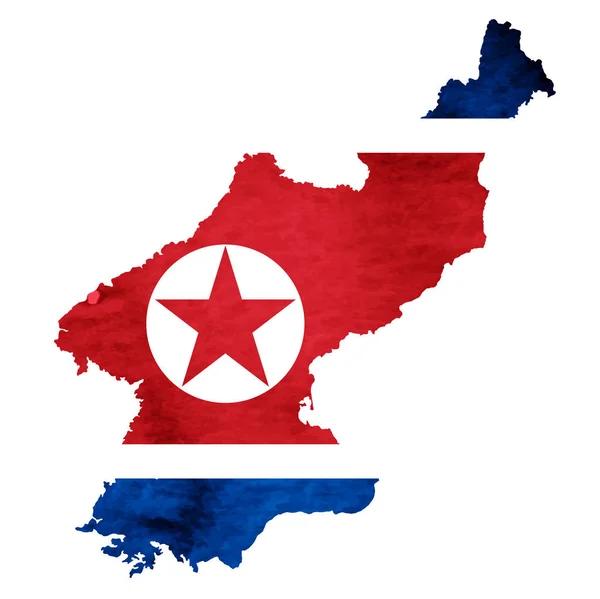 Noord-korea kaart nationale vlag, pictogram — Stockvector