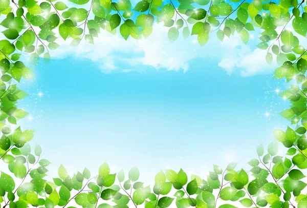 Taze yeşil yapraklar bahar arkaplanı — Stok Vektör
