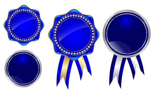 Medaille blauw lint pictogram — Stockvector
