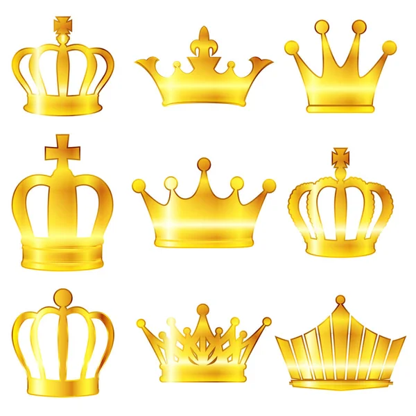 Corona icono de metal de oro — Vector de stock