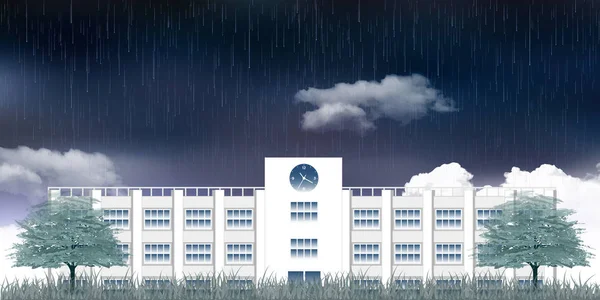 Yağmur yağmur mevsimi okul arka plan — Stok Vektör