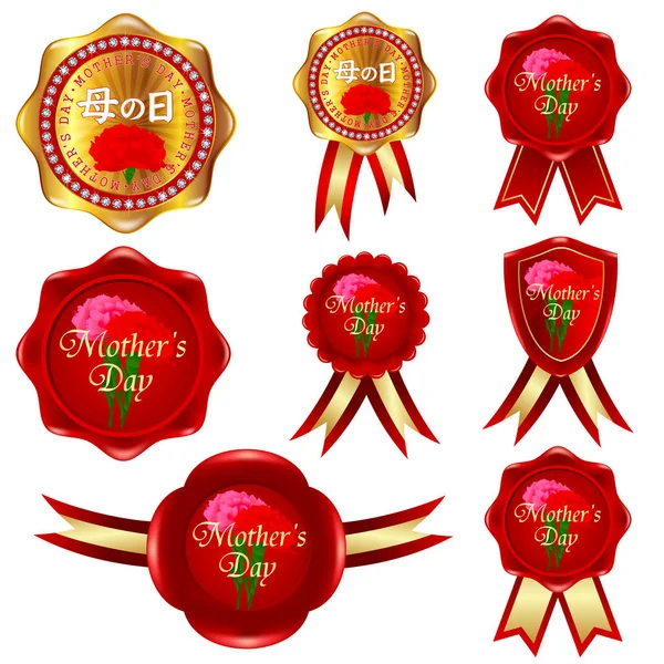 Icona con medaglia di garofano per la festa della mamma — Vettoriale Stock