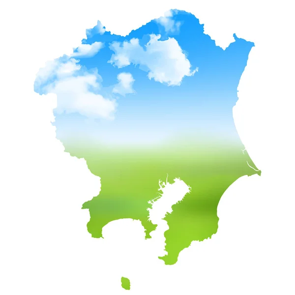 Kanto region Map landscape icon — Stock Vector