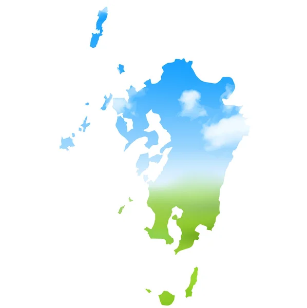 Kyushu harita manzara kutsal kişilerin resmi — Stok Vektör
