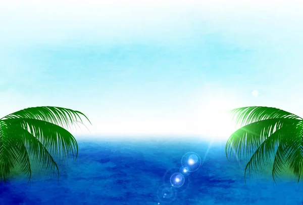 Sea palm landscape background — Stock Vector