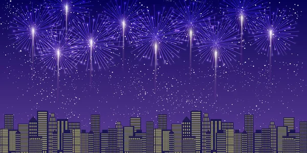 Fireworks Summer Tokyo Background — Stock Vector