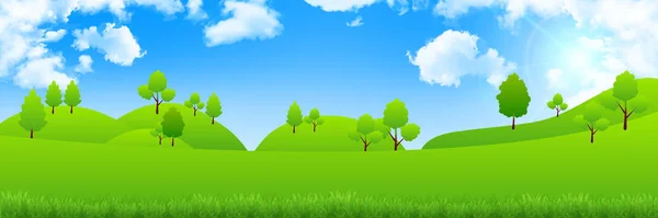 초원 하늘 풍경 배경 — 스톡 벡터