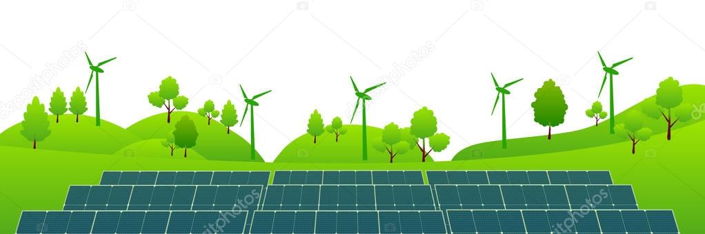 Solar wind power green background