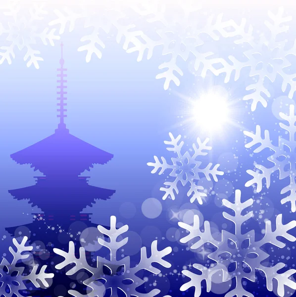Зимний фон снежной Японии — стоковый вектор