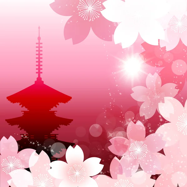 พื้นหลังฤดูใบไม้ผลิของญี่ปุ่นเชอร์รี่ — ภาพเวกเตอร์สต็อก