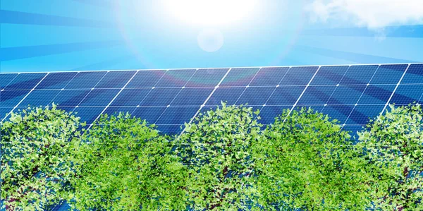 Solar fresh green landscape background — Stock Vector