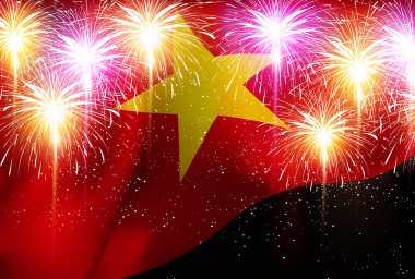  Vietnam havai fişek ulusal bayrak arka plan