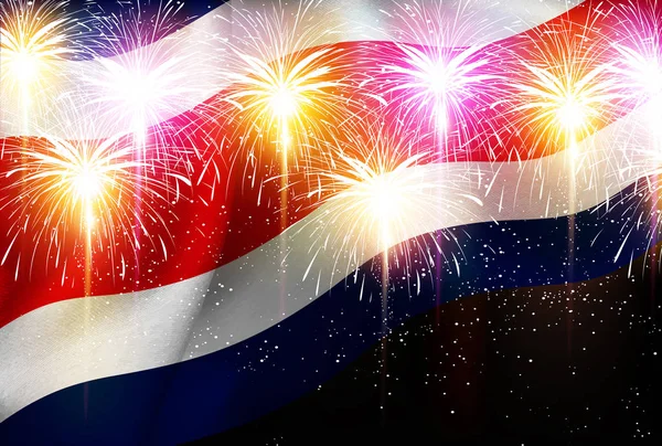 Costa Rica feux d'artifice drapeau national fond — Image vectorielle