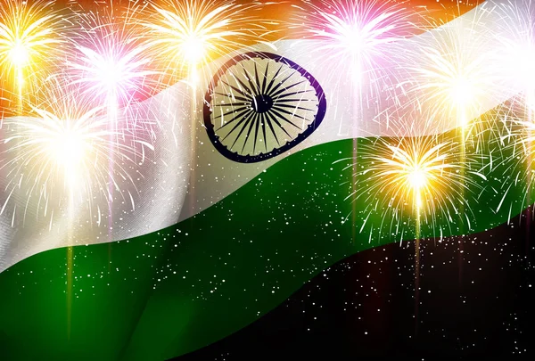 Inde feux d'artifice drapeau national fond — Image vectorielle