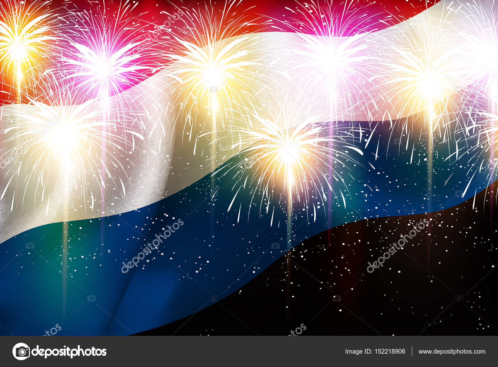 Bandeira nacional dos Países Baixos Fogos de artifício ...