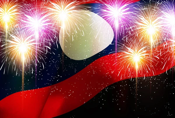 Laos drapeau national Feu d'artifice arrière-plan — Image vectorielle