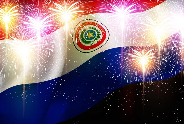 Paraguay bandiera nazionale Fuochi d'artificio sfondo — Vettoriale Stock