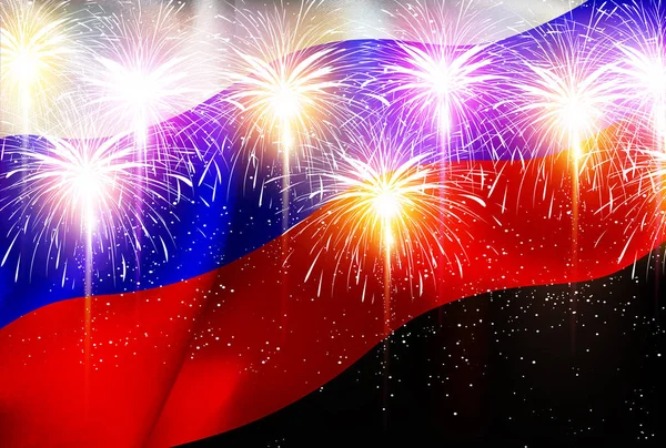 Russland nationalflagge feuerwerk hintergrund — Stockvektor