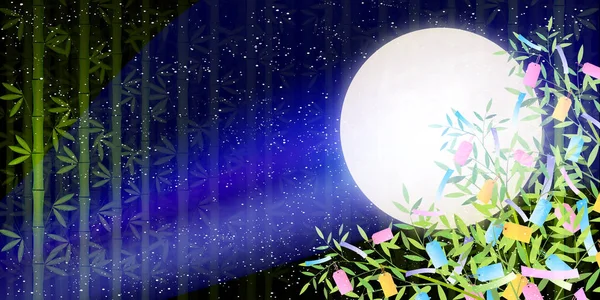 星の祭り竹夜空の背景 — ストックベクタ