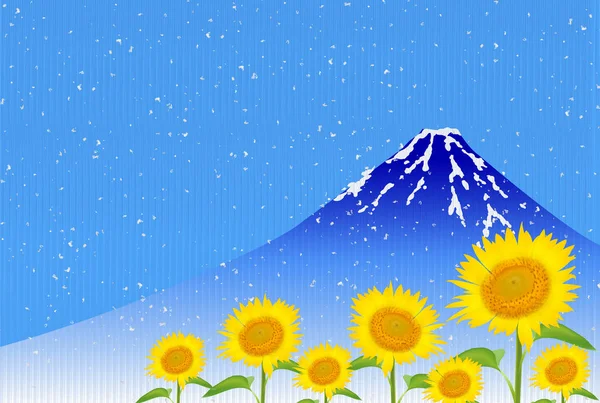 Sunflower Mount Fuji summer background