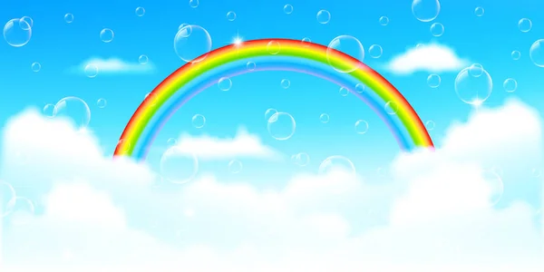 Rainbow Sky Paisagem fundo — Vetor de Stock