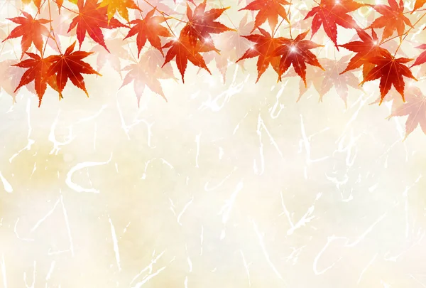 Autumn leaves fall Japanese paper background — Stock Vector