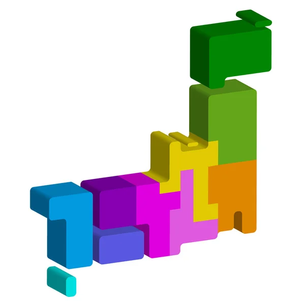 Giappone Mappa Icona 3D — Vettoriale Stock