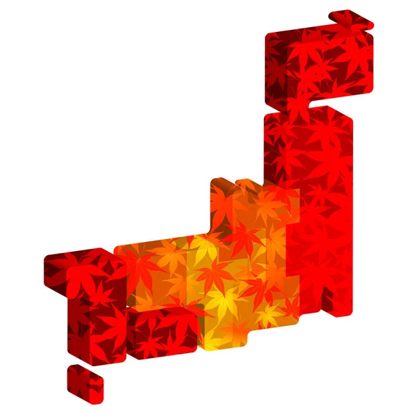 Japonais automne feuilles carte icône — Image vectorielle
