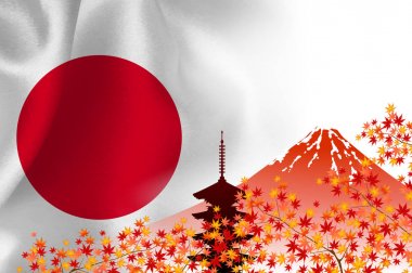 Japonya bayrağı akçaağaç arka plan