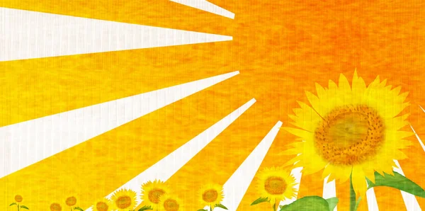 Tournesol papier japonais fond d'été — Image vectorielle