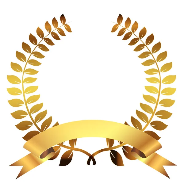 Laurel ribbon gold icon — Stock Vector