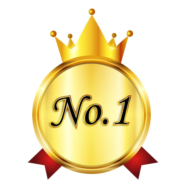 Numero uno icona della medaglia corona — Vettoriale Stock