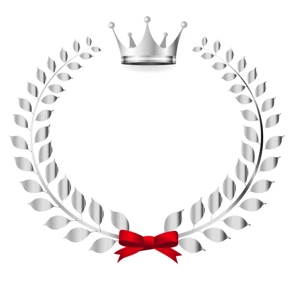 Ícone de prata Crown Laurel —  Vetores de Stock