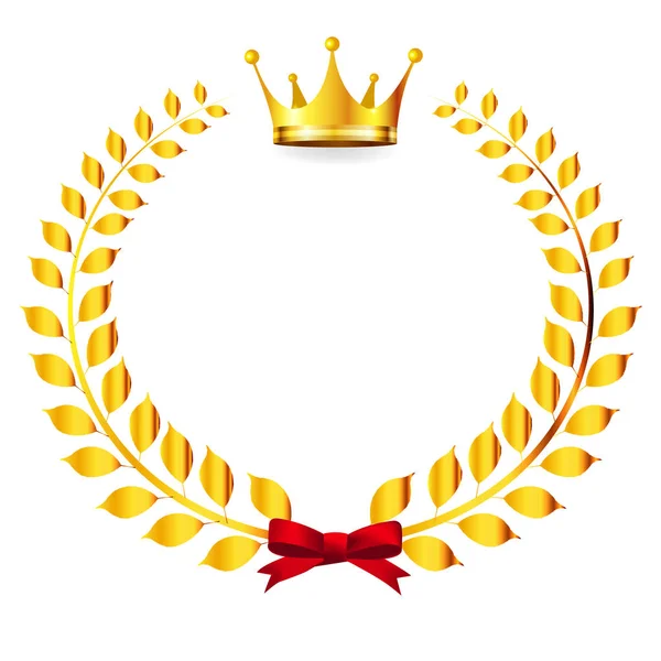 Corona Laurel icono de oro — Vector de stock