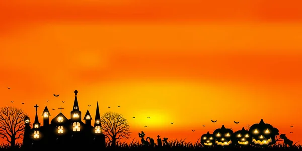 Halloween abóbora céu fundo —  Vetores de Stock