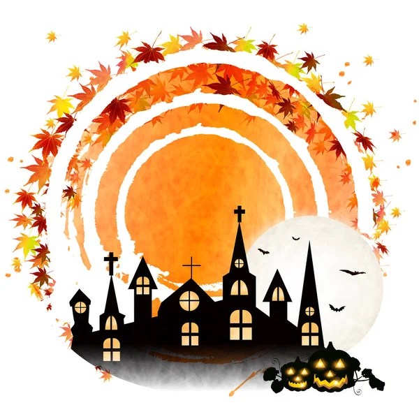Halloween otoño hojas icono de calabaza — Archivo Imágenes Vectoriales