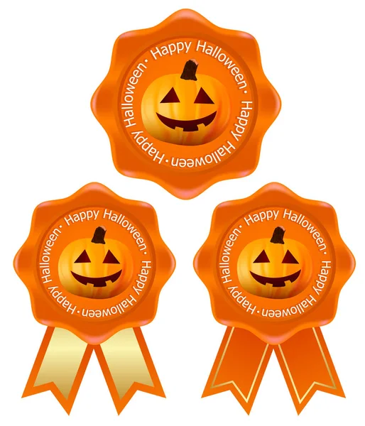 Ícone de medalha de abóbora Halloween — Vetor de Stock