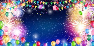 Yaz gecesi havai fişek gökyüzü arka planı