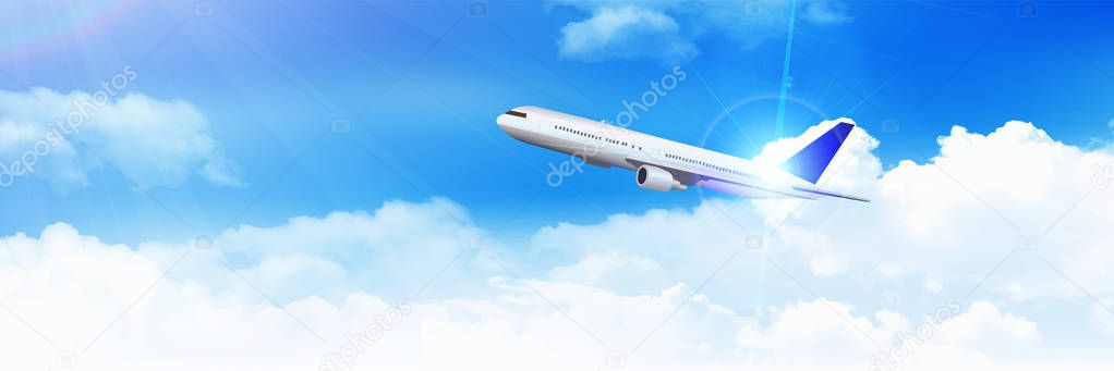 Airplane sky scenery background